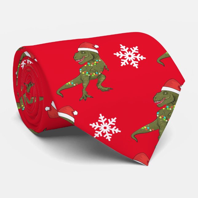 Gravata Dinossauro Natal Xmas Dino Tie (Rolled)
