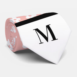 Gravata Disias Brancas e Salmões Monograma