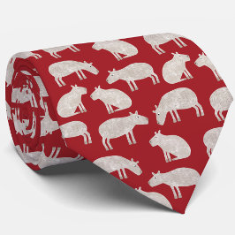 Gravata Diversão Capybara Pattern Red
