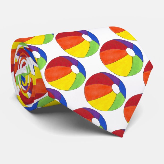 Gravata Diversão de Verão Rainbow Beach Ball Beachball Tie (Rolled)