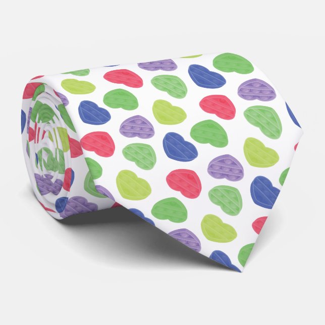 Gravata Diversão e Trendy Poppit Pop-it corações design (Rolled)