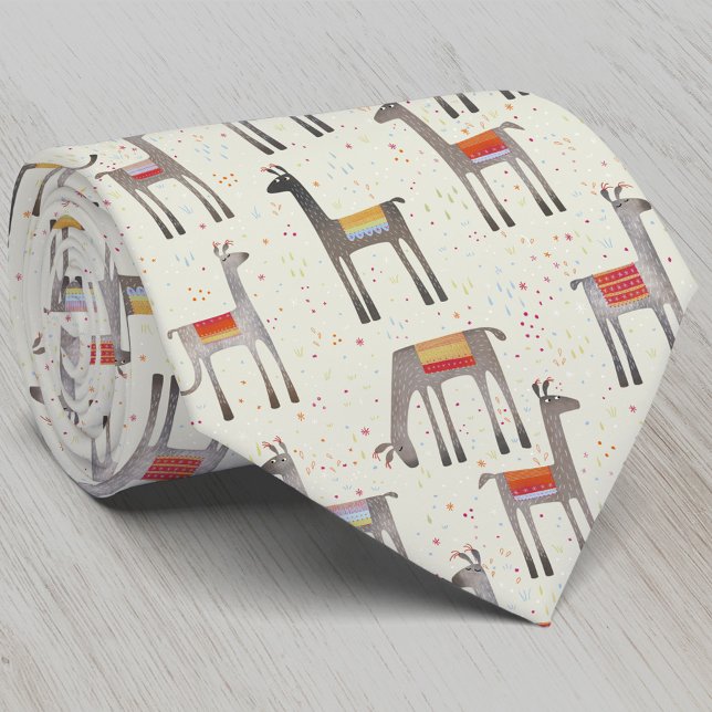 Gravata Diversão Llama Alpaca Pattern (Fun llama pattern neck tie)