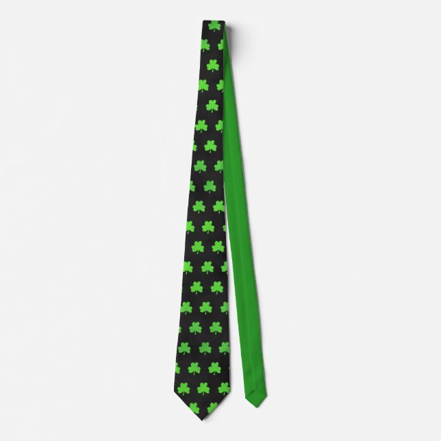 Gravata Diversão Trendy Green Clover Leaf Patterno Verde P (Frente)