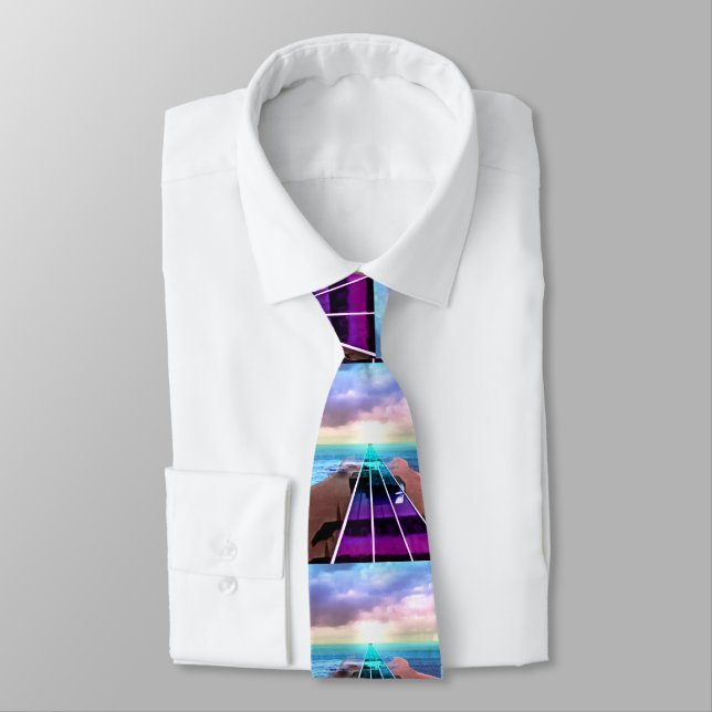 Gravata Do oceano do por do sol da guitarra baixa do (Amarrado)