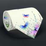 Gravata do Pescoço da Borboleta Voadora<br><div class="desc">Primavera Joy Gravatas com Borboletas Coloridas Voando na Nature Watercolor Painting Butterfly e Flowers Tie Gift - Escolha / Adicione Seu Texto / Cor Favorito - Faça seu presente exclusivo - Redimensione e mova ou remova e adicione elementos com a ferramenta de personalização! - Desenho e Design por MIGNED. Você...</div>
