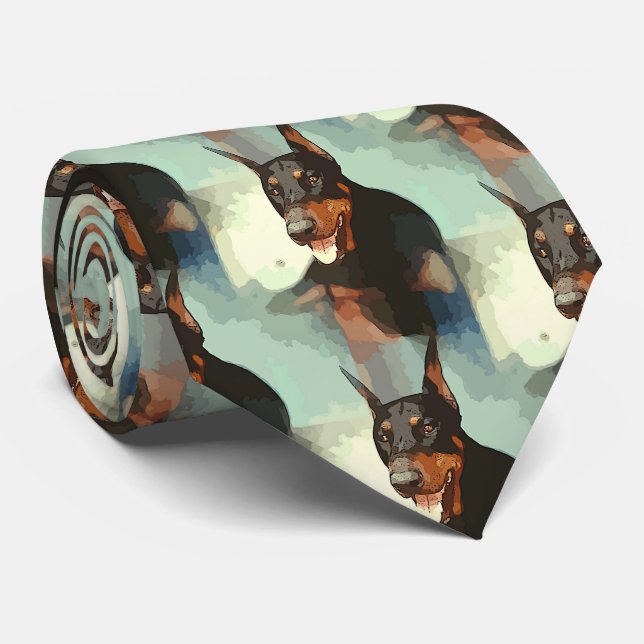 Gravata Doberman Pinscher Portrait (Rolled)