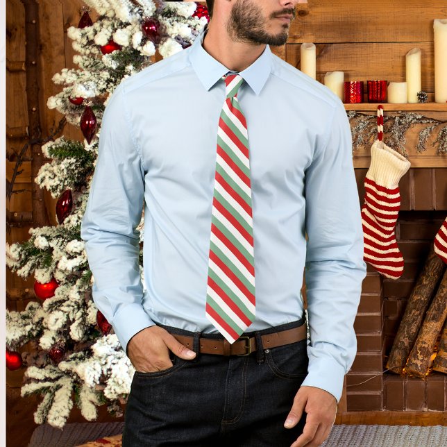 Gravata Doce de Natal Listrado de Vermelho e Verde Retrô (Criador carregado)