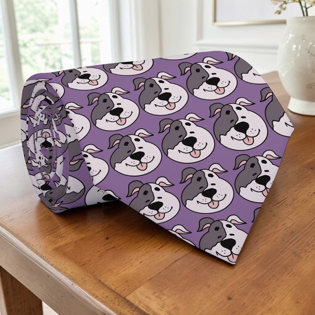 Gravata Dog Cartoon on Purple Custom Necktie (Criador carregado)