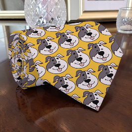 Gravata Dog Cartoon on Yellow Custom Necktie