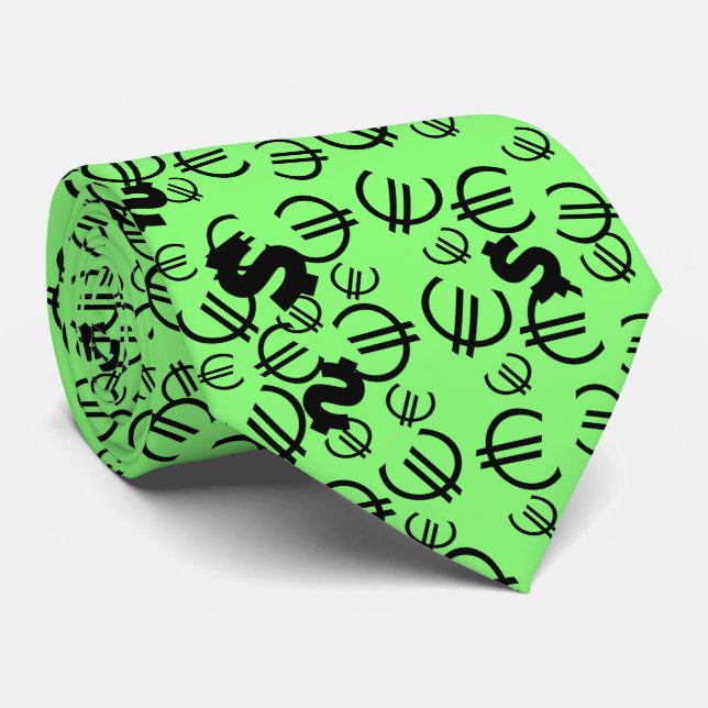 Gravata Dólar Amarelo Funky Euro Money Tie (Rolled)
