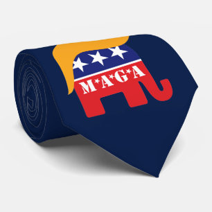 Gravata Donald Trump Hair Logotipo de Elefante GOP MAGA