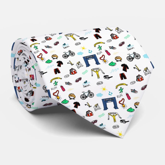 Gravata Doodles do Triathlon (Rolled)