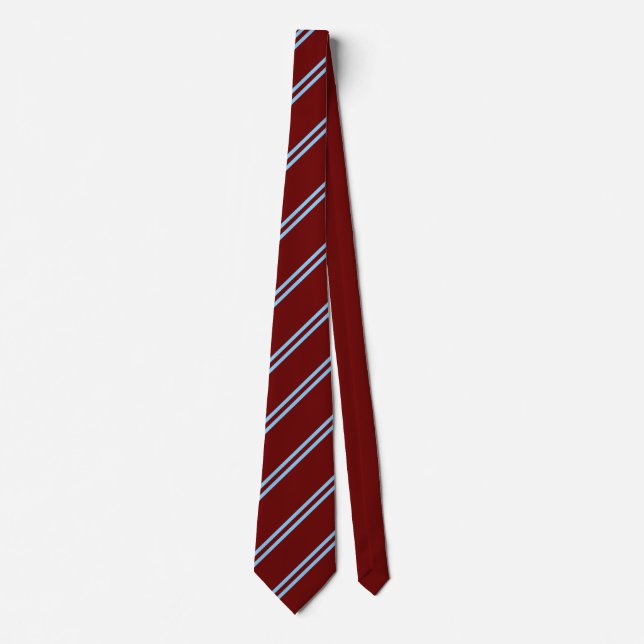 Gravata Double Stripe Maroon & Sky (Frente)