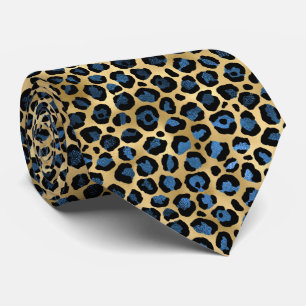 Gravata Dourado AZUL LEOPARD MENTIE BLUE BLACK