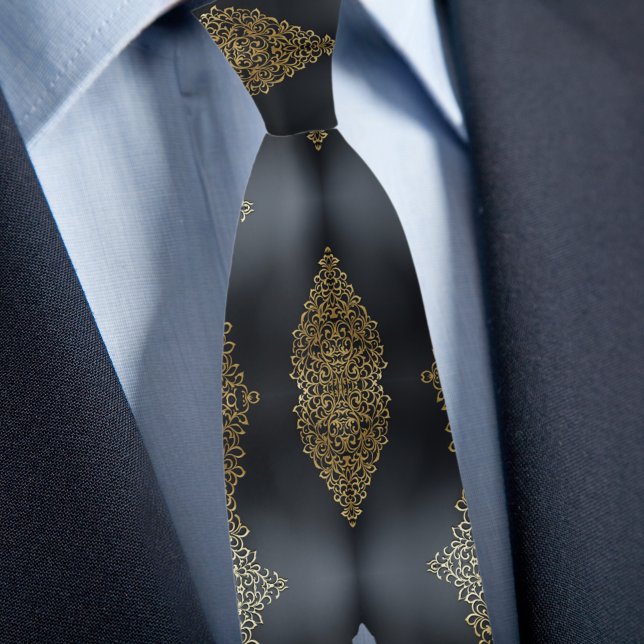 Gravata Dourado Chique em Preto (Criador carregado)
