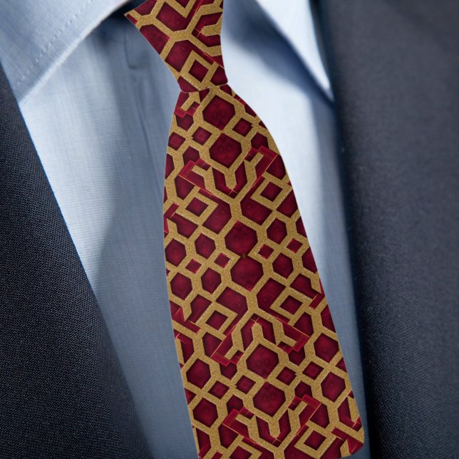 Gravata Dourado e Ruby Pattern Necktie (Criador carregado)