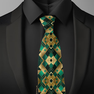 Gravata Dourado moderno e Emerald Necktie