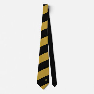Gravata Dourado Preto Diagonal Stripe Monograma Coluna do 