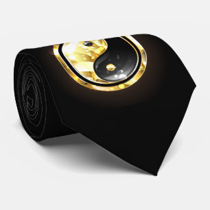 Gravata Dourado Yin Yang a preto