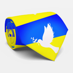 Gravata Dove of Peace Ucrânia Flag Colors Neck Tie Freedom