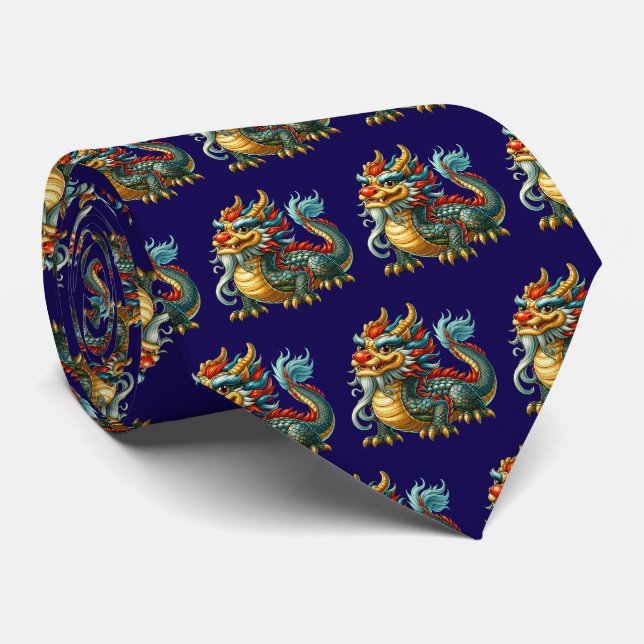 Gravata Dragão Japonês de azulejos legais (Rolled)