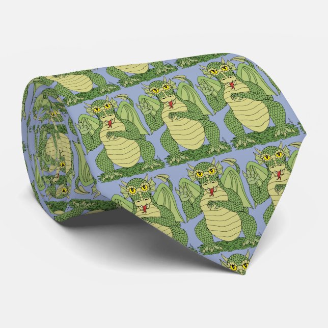 Gravata Dragão Verde Bonito (Rolled)