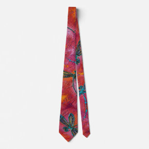 Gravata Dragonfly Dance Hot Fuchsia Neck Tie
