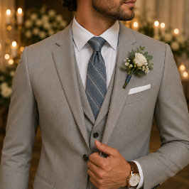 Gravata Dusty Blue Clássico Texturizado para Casamento e N