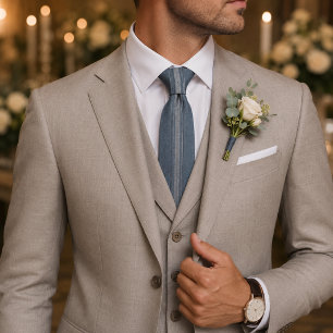 Gravata Dusty Blue Clássico Texturizado para Casamento e N