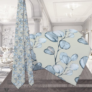 Gravata Dusty Blue Eucalyptus Sprigs Blush Sage Casamento