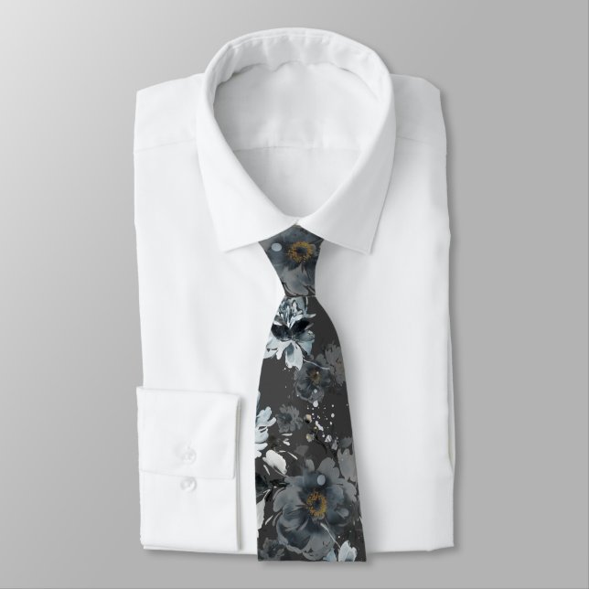 Gravata Dusty Blue Floral Wedding Tie (Amarrado)