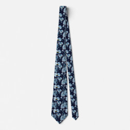 Gravata Dusty Marinho Blue Watercolor Floral Men