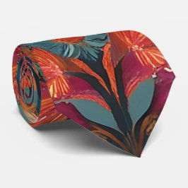 Gravata Eclectic Floral e Geométrica Boho Neck Tie