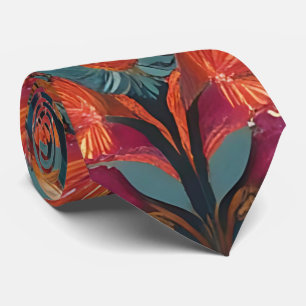 Gravata Eclectic Floral e Geométrica Boho Neck Tie