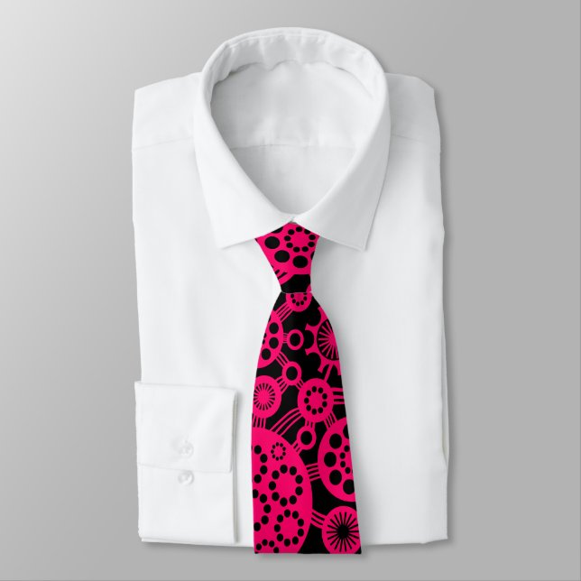 Gravata Ecossistema - Neon Red em Preto (Amarrado)