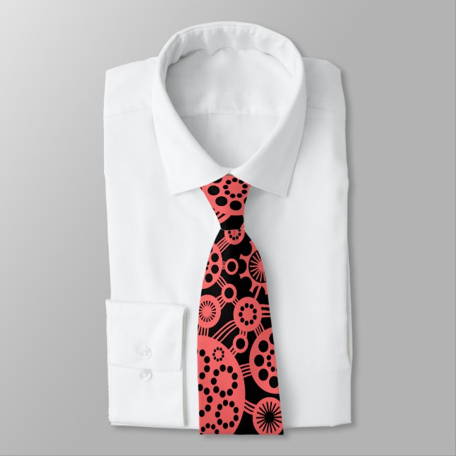 Gravata Ecossistema - Rosa tropical em preto (Amarrado)