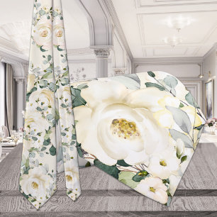 Gravata Ecru Natural de Casamento de Penas Brancas Amarela