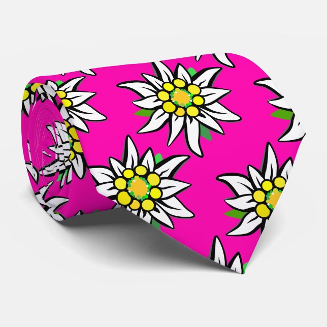 Gravata Edelweiß a rosa, para os fãs da Baviera (Rolled)