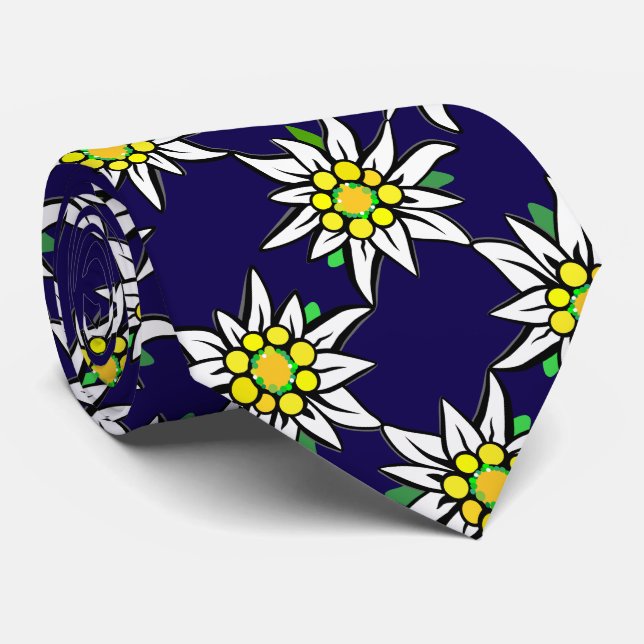 Gravata Edelweiß em azul escuro, para fãs da Baviera (Rolled)