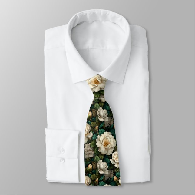 Gravata Edgy Groomsmen Gift Gardenias Flower (Amarrado)