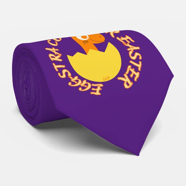 Gravata EGGSTRA BONITA PARA PÁSCOA de dino páscoa engraçad (Rolled)