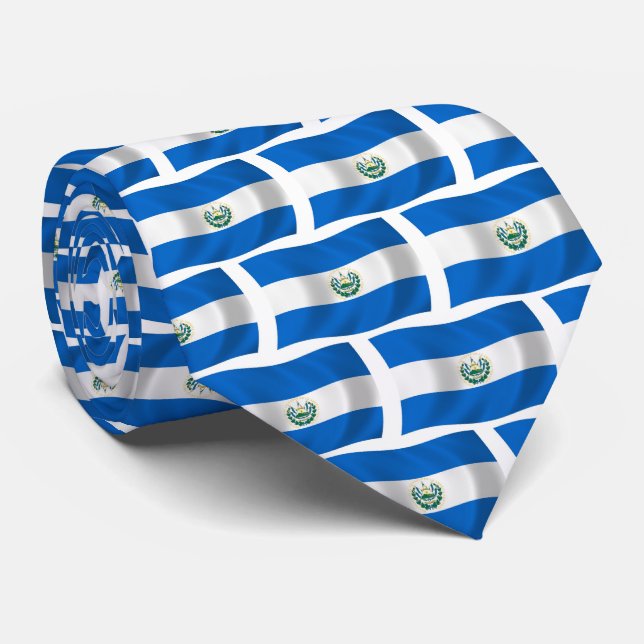 Gravata El Salvador Flag Tie (Rolled)