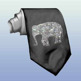 Gravata Elefante de mosaico prateado cintilante