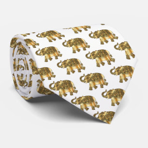 Gravata Elefante elegante, Dourado, Paisley