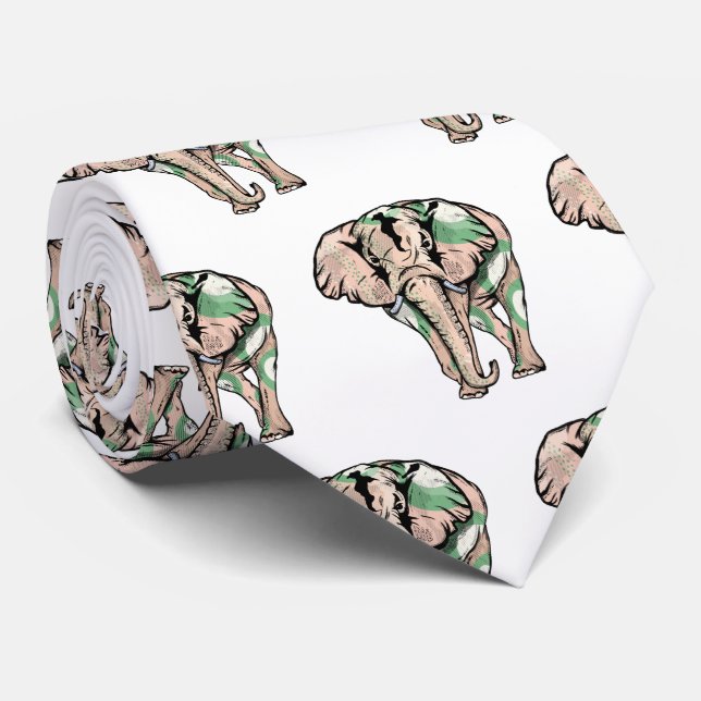 GRAVATA ELEFANTE GREEN PINTADO (Rolled)