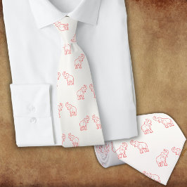 Gravata Elefantes em vermelho com troncos levantados (em b