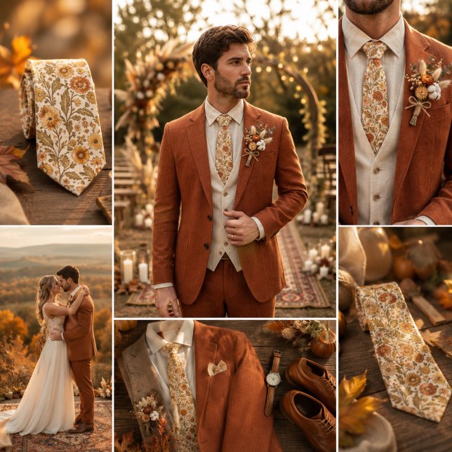 Gravata Elegância Floral Outonal Vintage (Criador carregado)