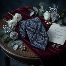 Elegância Meia-Noite Real Damasco Neve