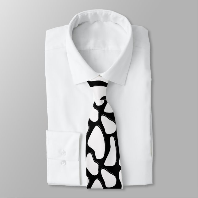 Gravata Elegância Preto e Branco (Amarrado)