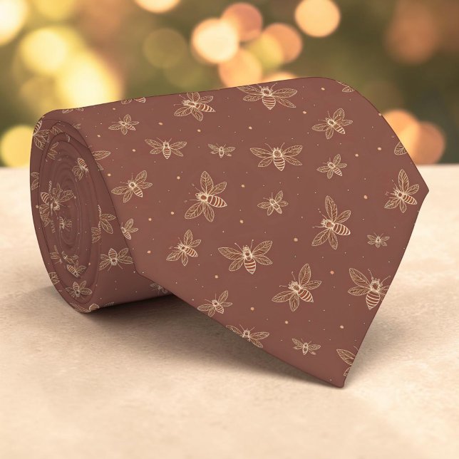 Gravata Elegant Bee Pattern Custom Necktie (Criador carregado)